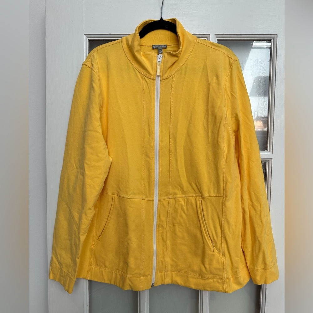 T by Talbots Canary Yellow Full Zip Front Medium Weight Jacket Size Large NWOT